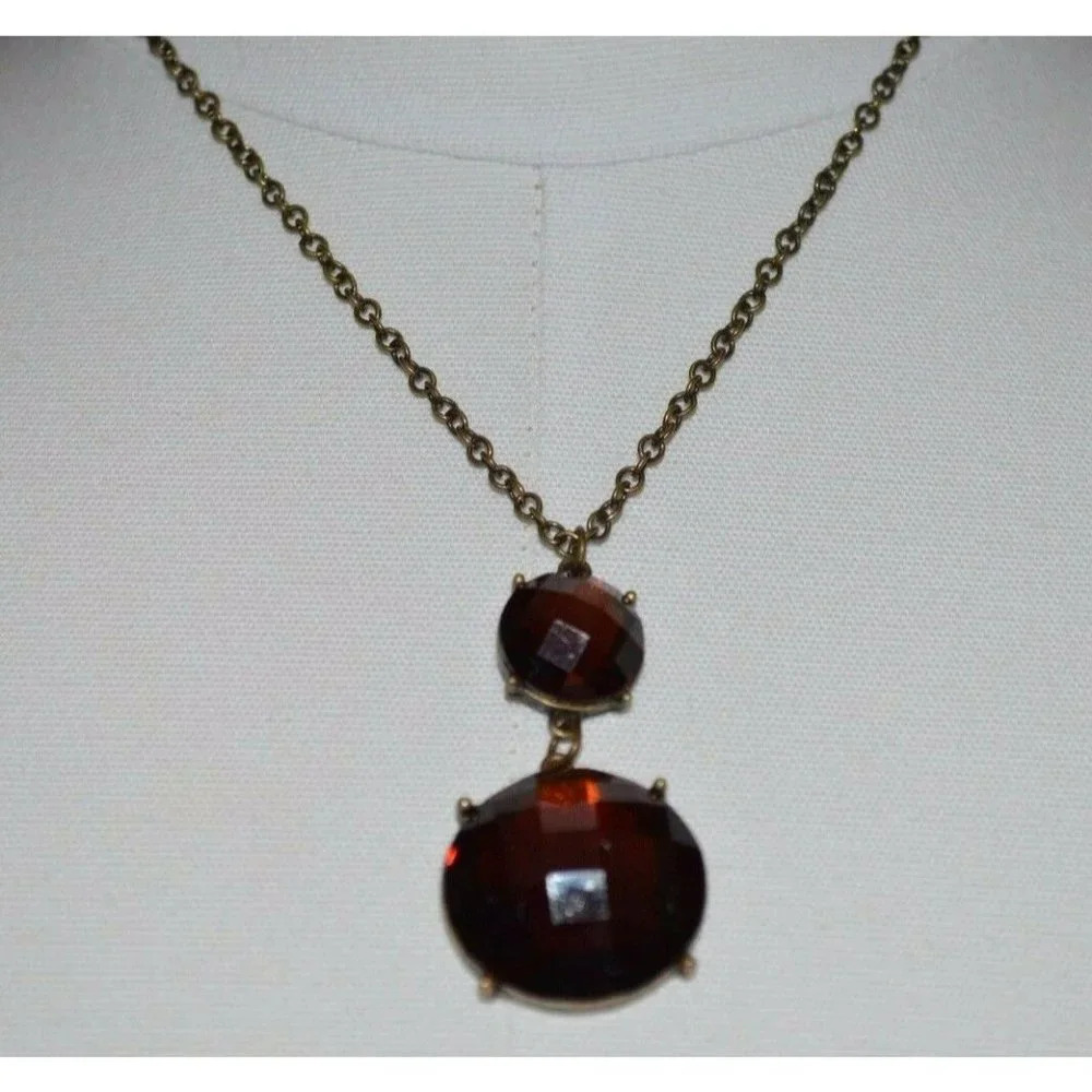 Premier Designs Bejeweled Topaz Rhinestone Gold Tone Pendant Necklace 20093